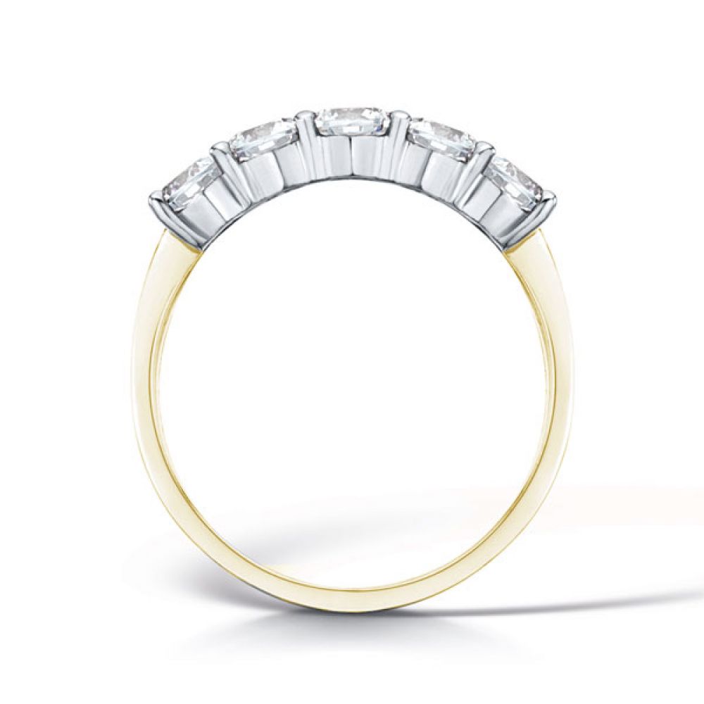 5 Stone Diamond Ring with Claw Setting Side View Yellow Gold 5 Stone Diamond Ring with Claw Setting Side View Yellow Gold