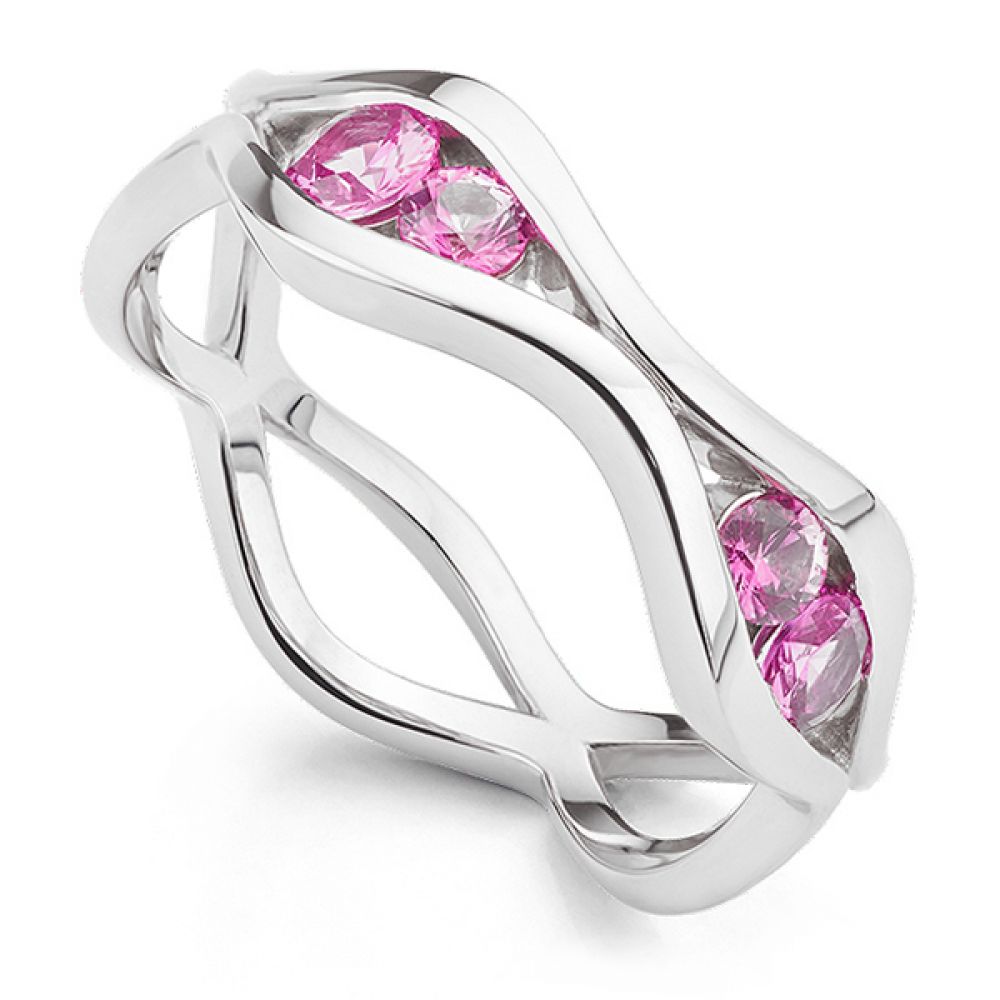 Bespoke pink sapphire wave eternity ring