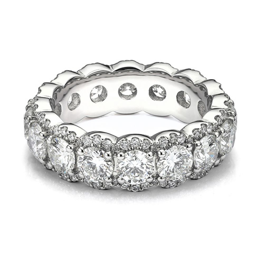 Bespoke diamond encrusted 4 carat diamond ring halo full eternity ring