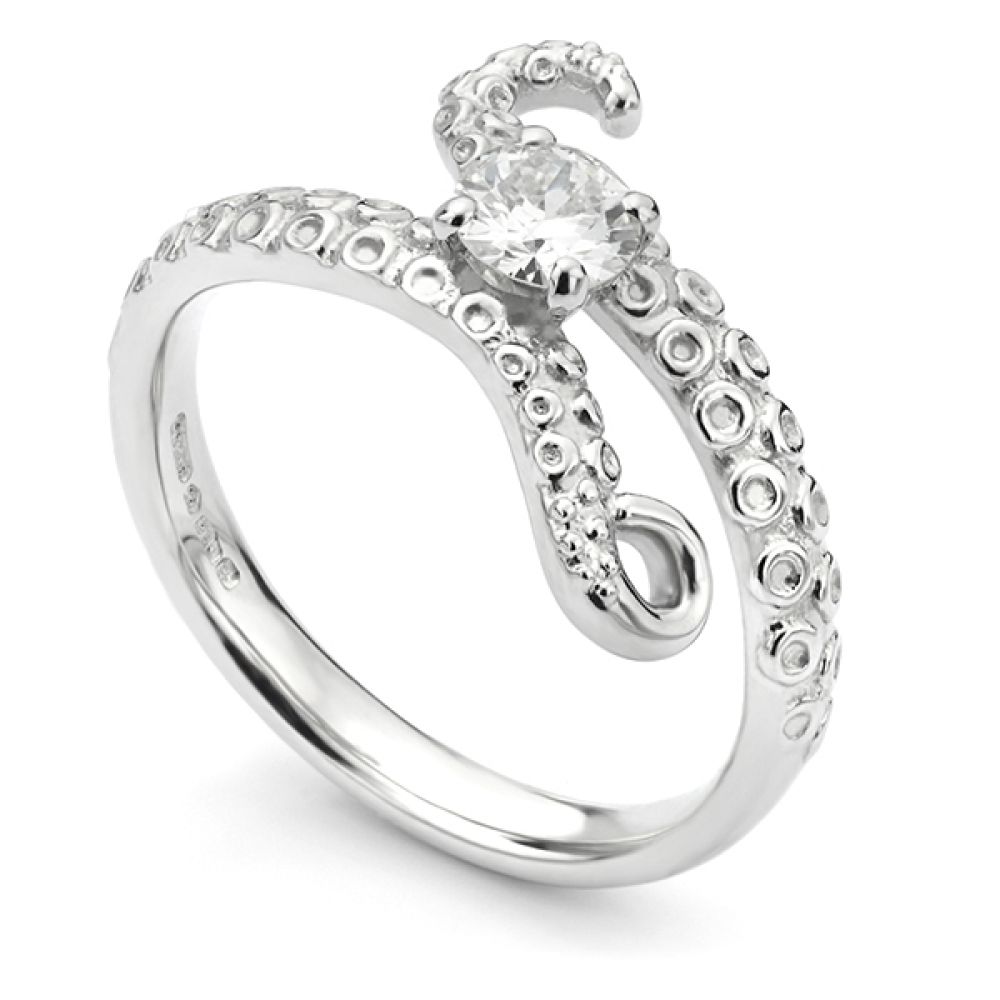 Octopus diamond engagement ring