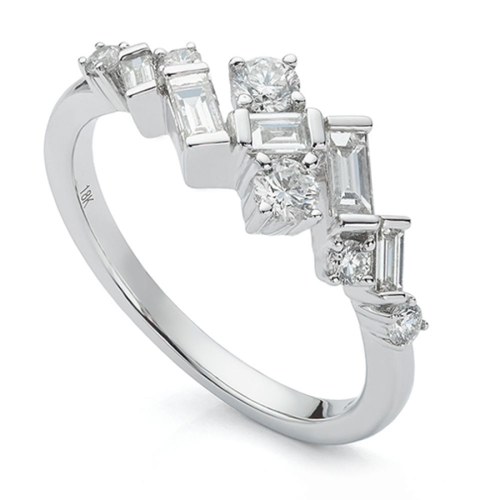 Jazz Art Deco Baguette and Round Diamond Ring Jazz Art Deco Baguette and Round Diamond Ring