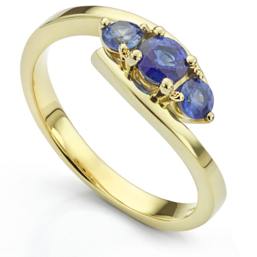 Blue Sapphire Trilogy Ring