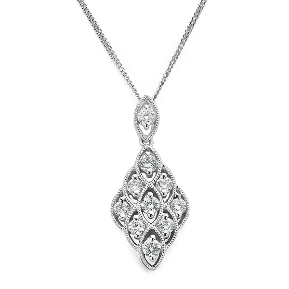 Lace Vintage Diamond Pendant Necklace
