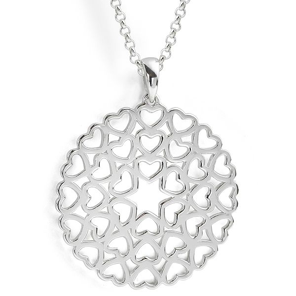 Star Hearts Silver Disk Necklace  Main Image