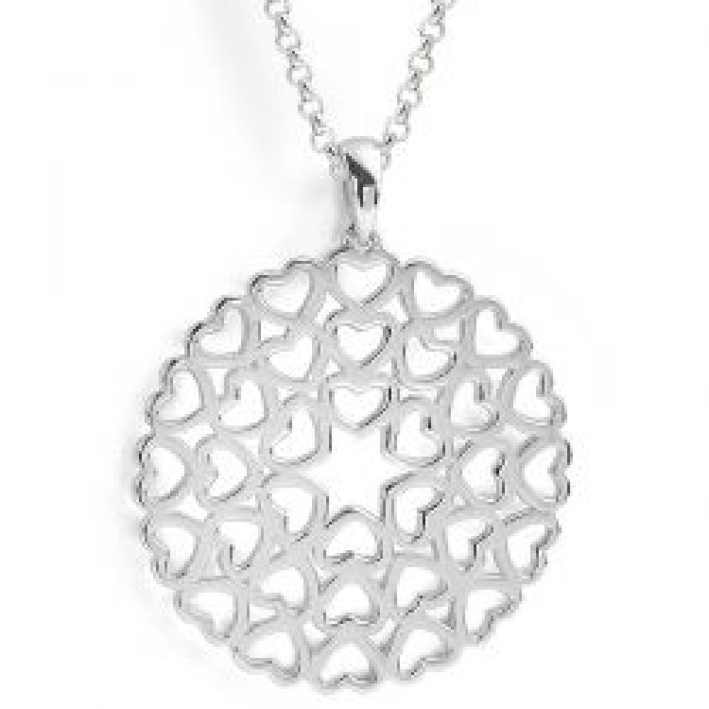 Star & Hearts Patterned Silver Necklace