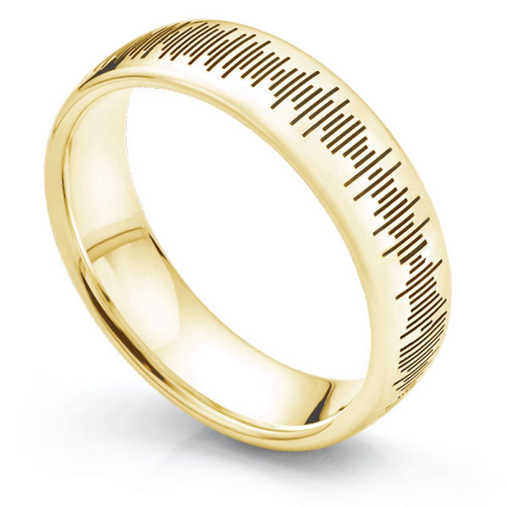 Sound Pattern Ring in Yellow Gold