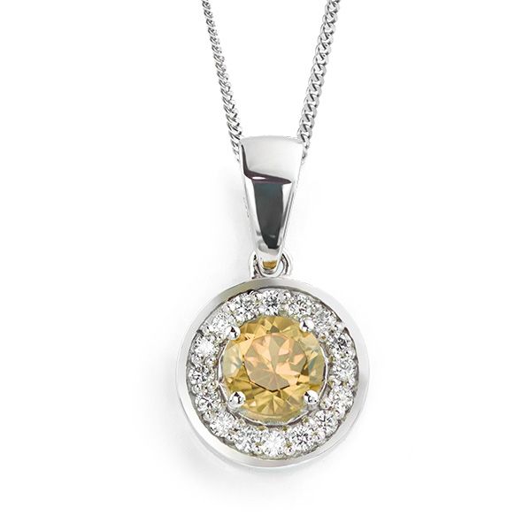 Citrine and Diamond Halo Necklace Main Image