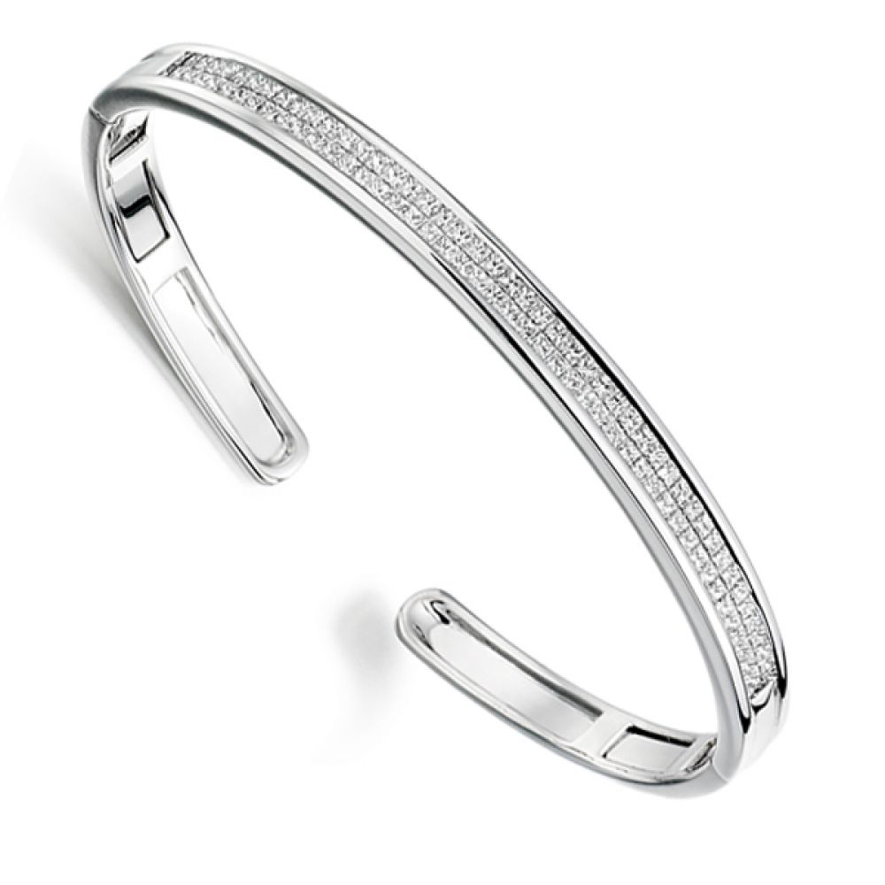 2ct Diamond Cuff Bracelet - White