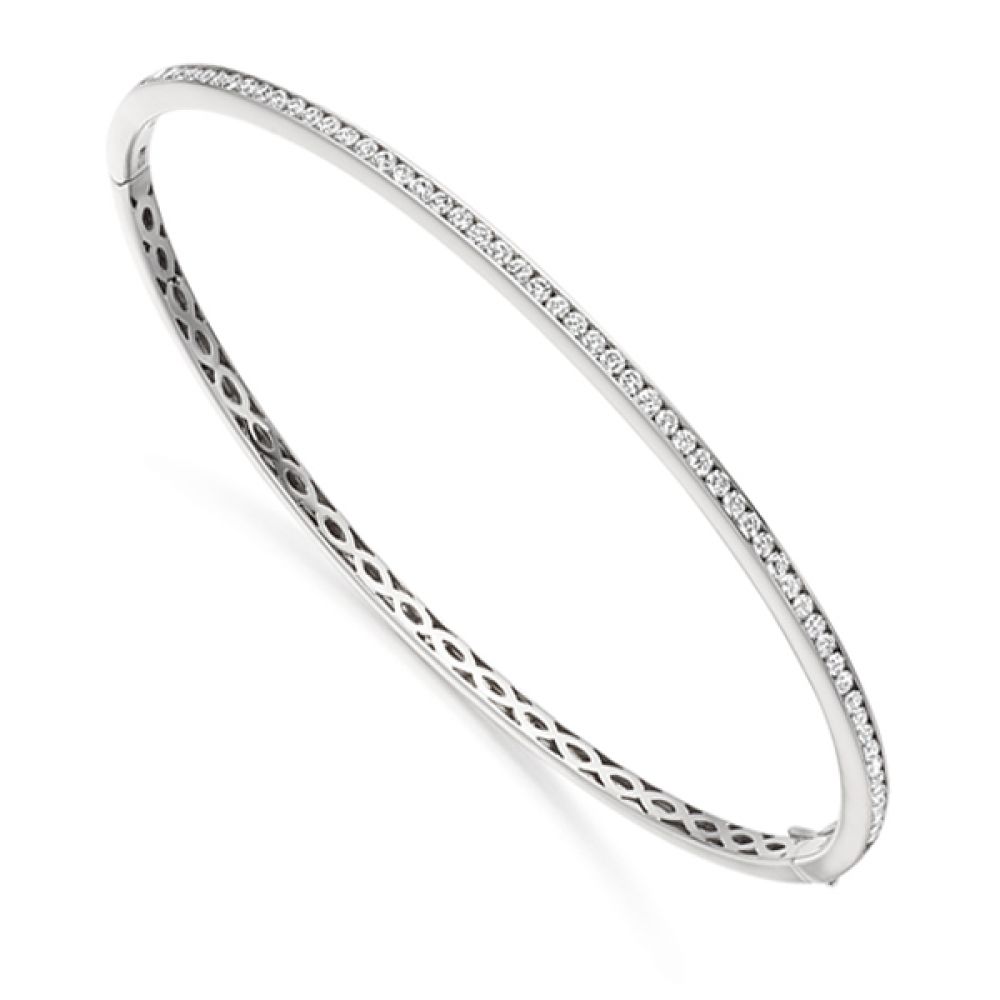 1ct Round Brilliant Cut Diamond Bangle - White