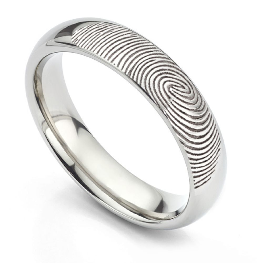 Titanium fingerprint ring outer engraving Titanium fingerprint ring outer engraving