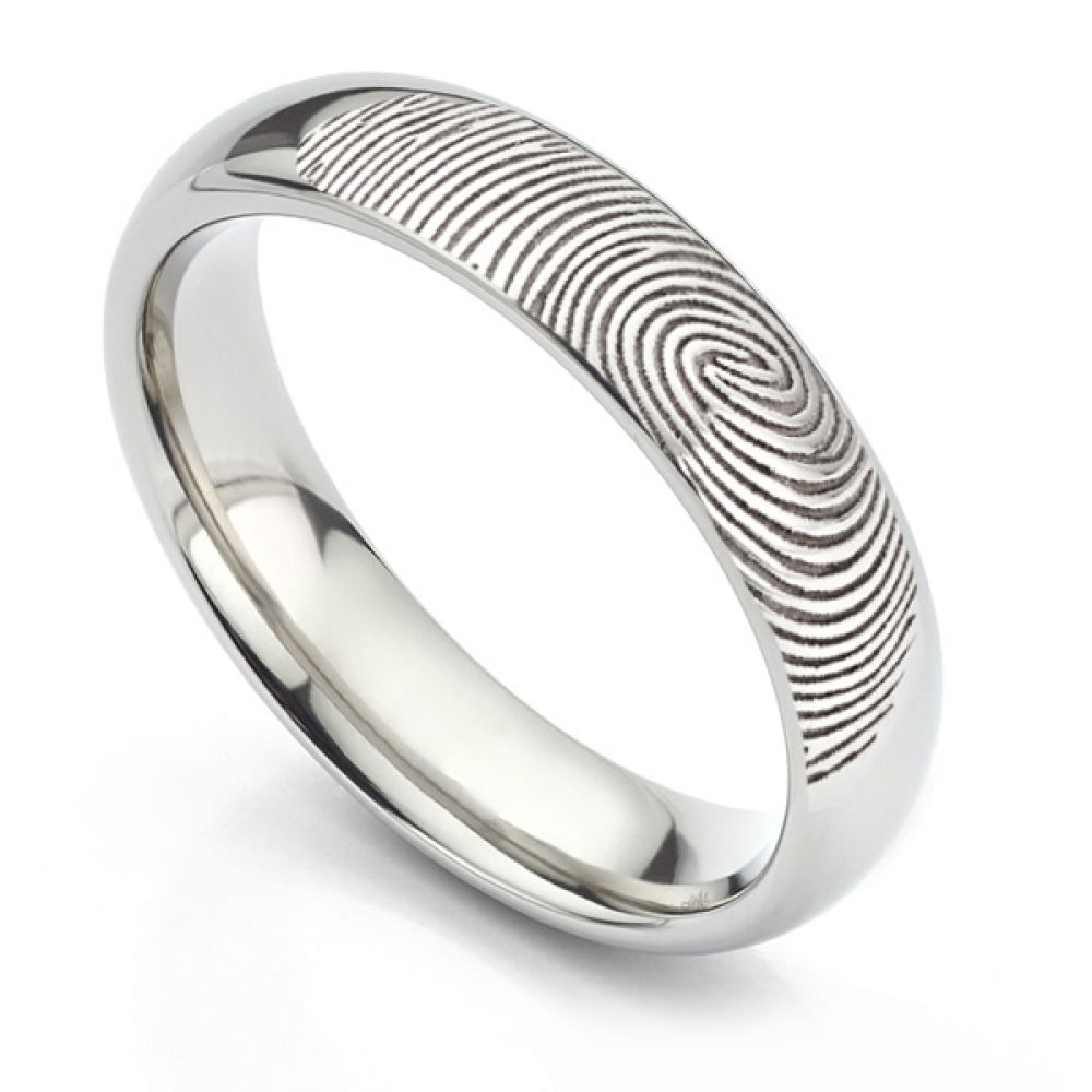 Titanium fingerprint ring outer engraving