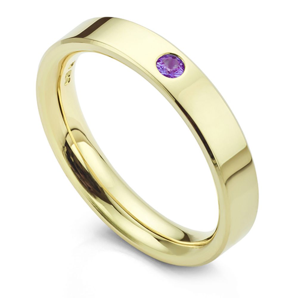 Amethyst wedding ring yellow gold