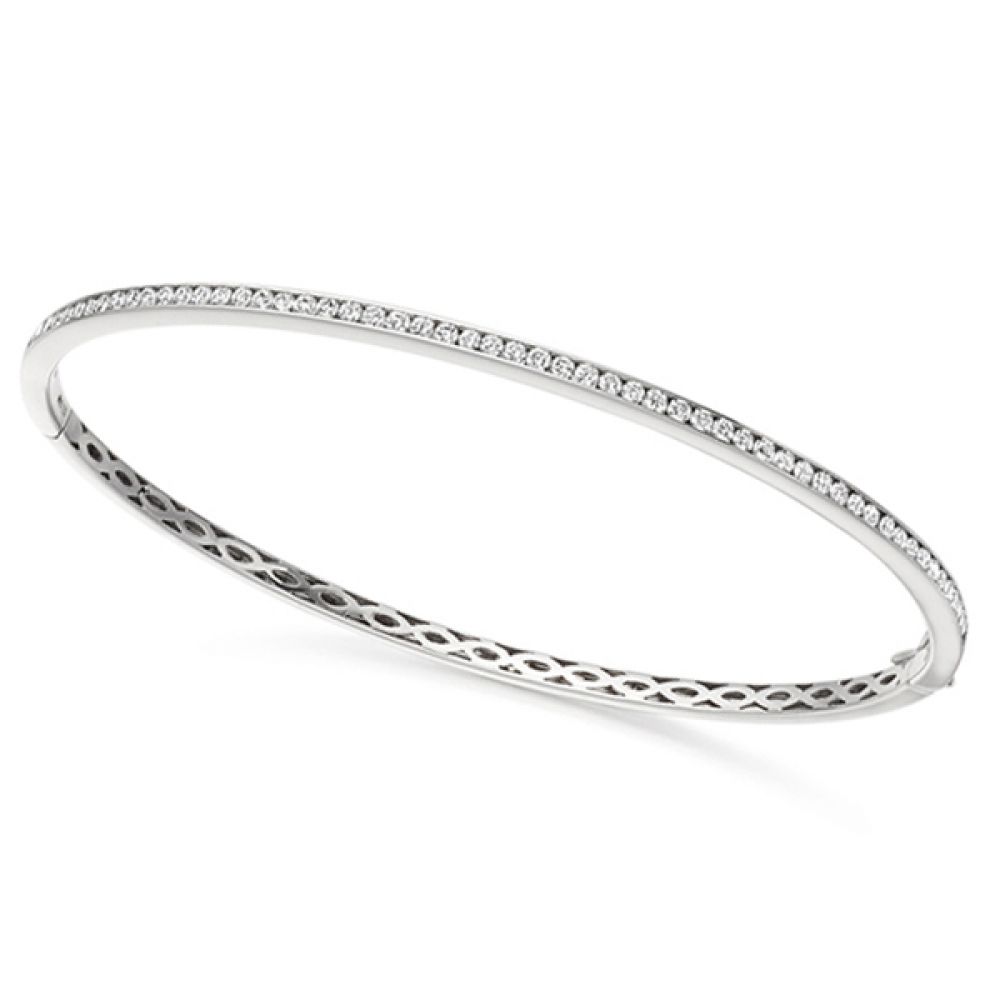 1ct White Gold Diamond Bangle