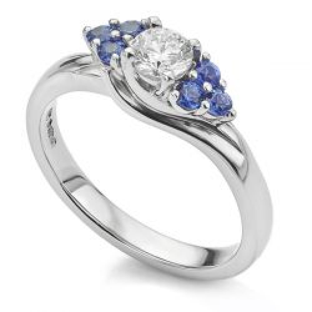 Blue Sapphire & Diamond Engagement Ring