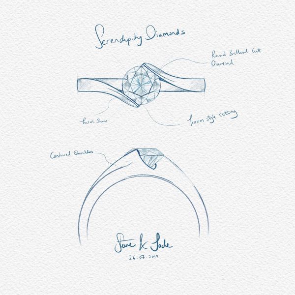 Hand-Drawn Engagement Ring Sketch Main Image