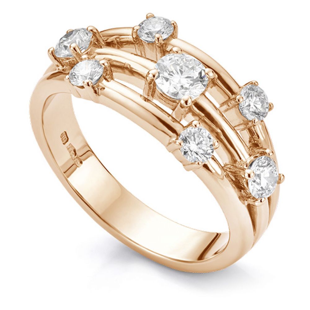 Rainstorm 7 stone diamond scatter ring rose gold