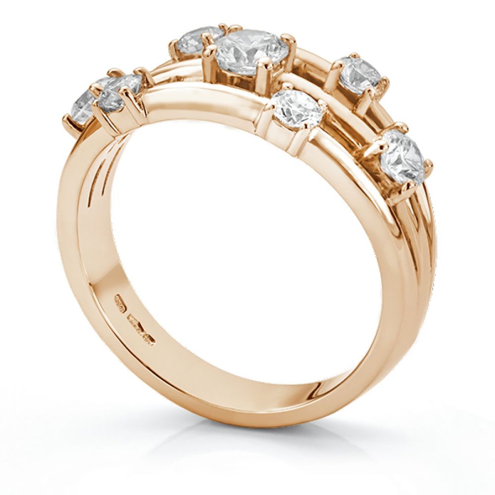 Rainstorm 7 stone diamond scatter ring side view rose gold