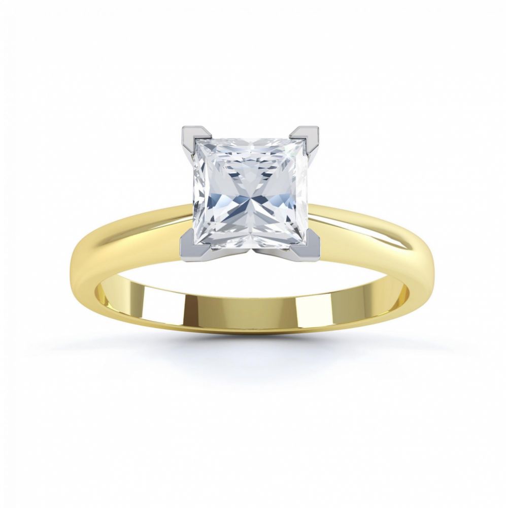 Aurora Moissanite Yellow Gold solitaire engagement ring