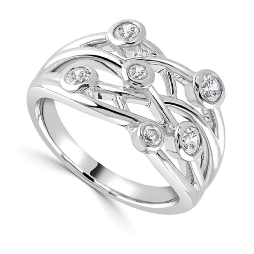 Six Stone Diamond Anniversary Ring - perspective - Platinum