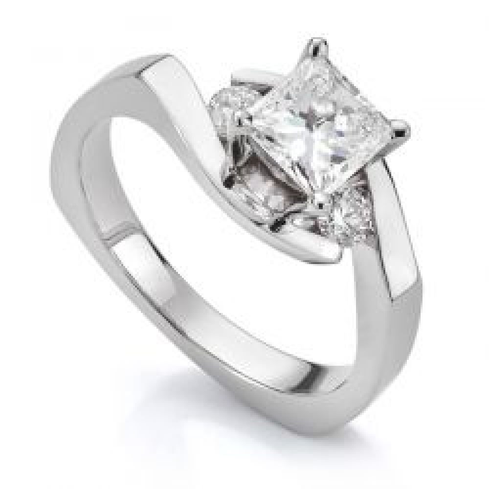 Platinum Square Band Engagement Ring