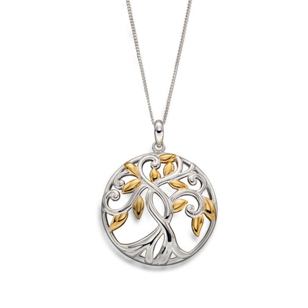 Yellow gold plated tree of life necklace