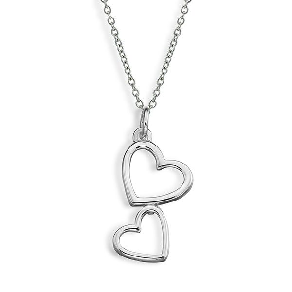 Double Heart White Gold Pendant  Main Image