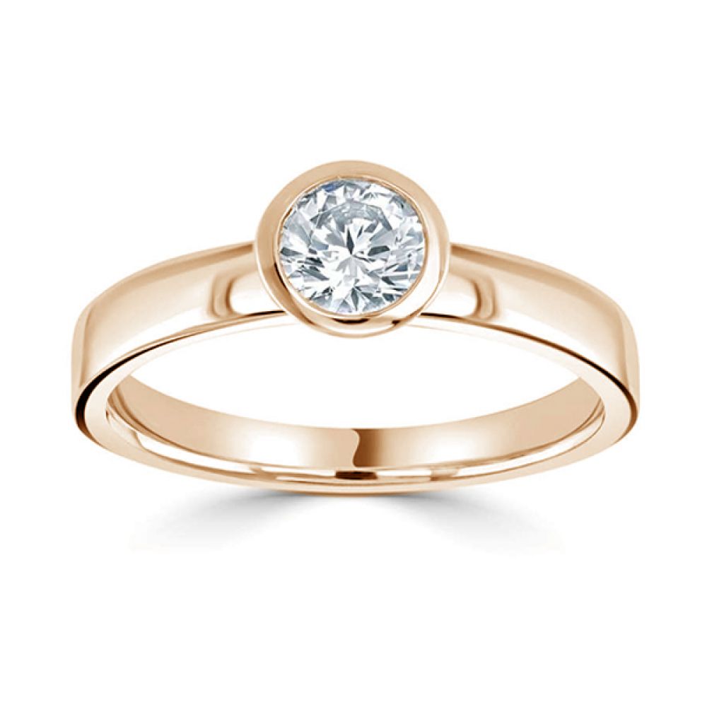 Ultramodern Wedfit Bezel Set Round Solitaire Ring Rose Gold - Top Ultramodern Wedfit Bezel Set Round Solitaire Ring Rose Gold - Top