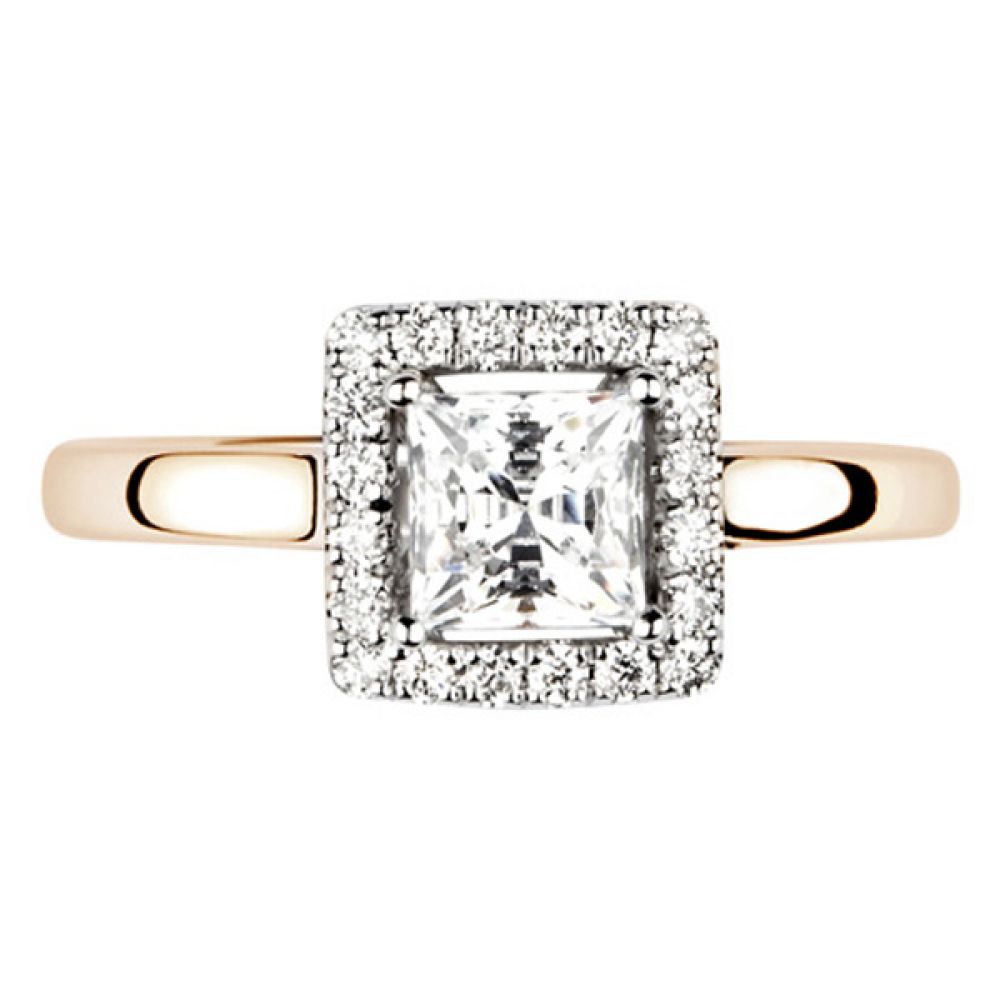 Square Princess Cut Diamond Halo Engagement Ring In Rose Gold Square Princess Cut Diamond Halo Engagement Ring In Rose Gold