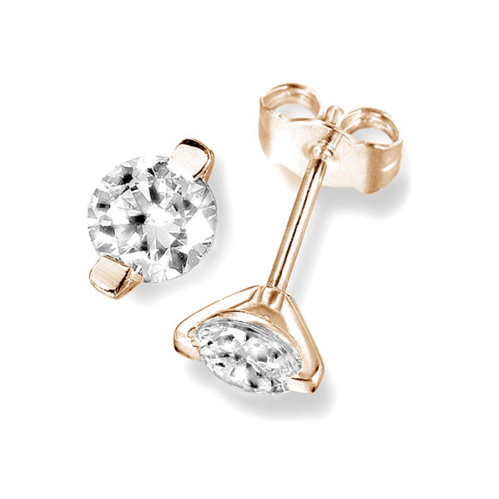 2 Claw Round Solitaire Diamond Earrings In Rose Gold 2 Claw Round Solitaire Diamond Earrings In Rose Gold