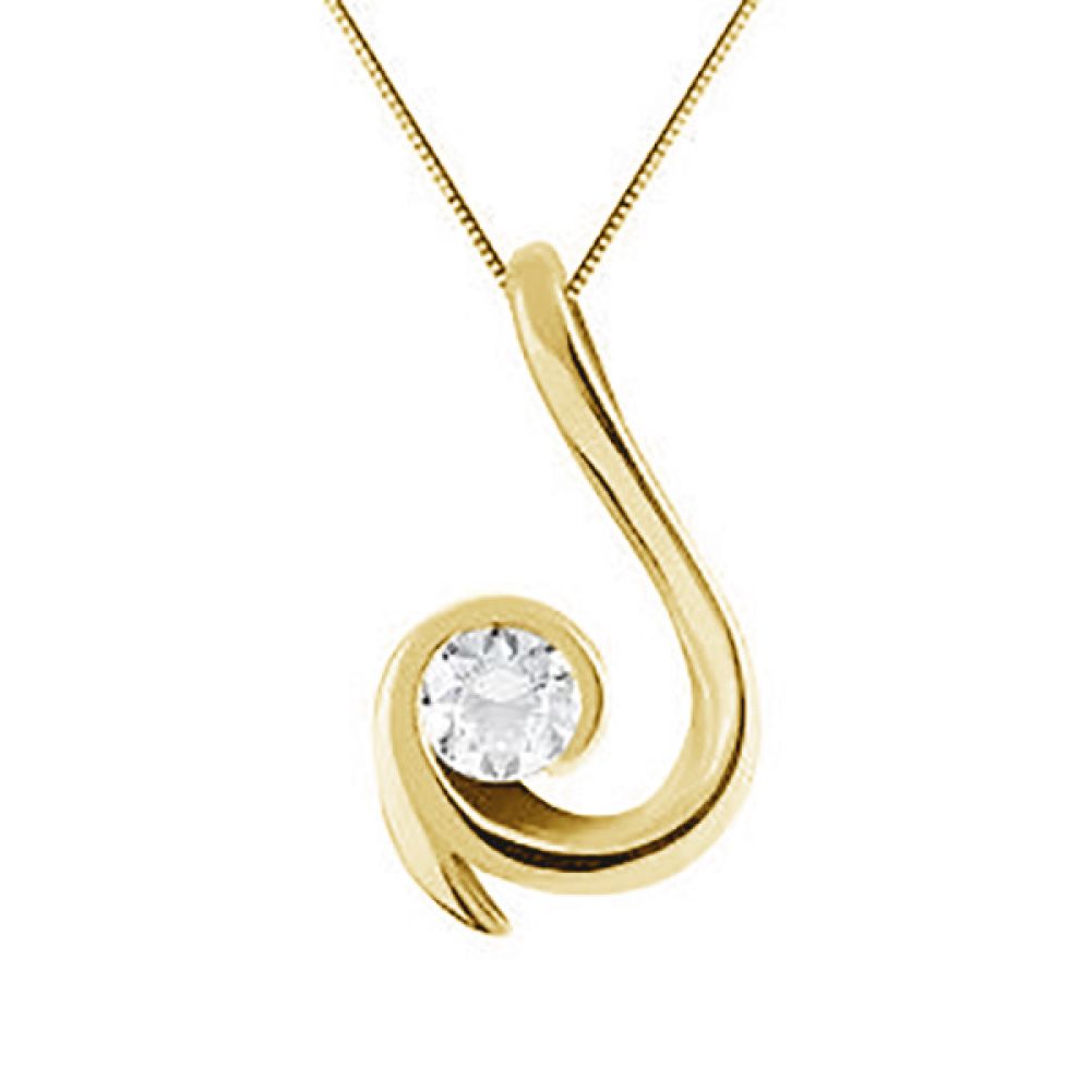 0.25cts Flow Design Round Diamond Pendant - Yellow Gold