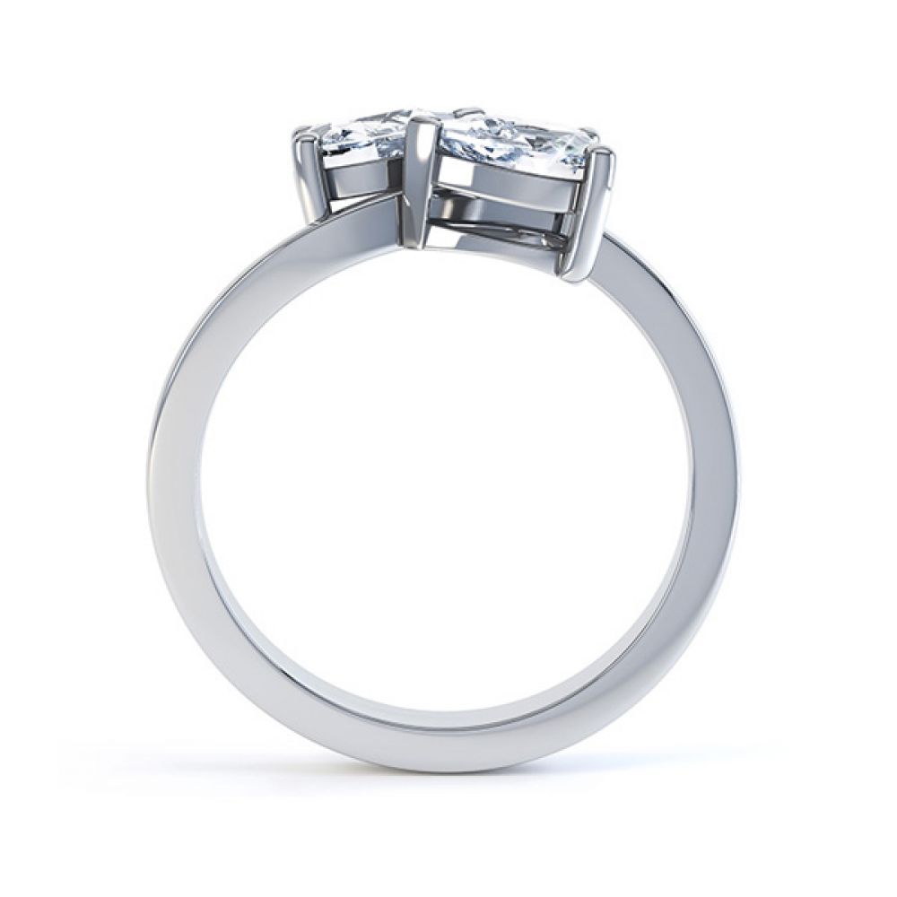 2 Stone Pear Shaped Diamond Ring - Side - Platinum 2 Stone Pear Shaped Diamond Ring - Side - Platinum