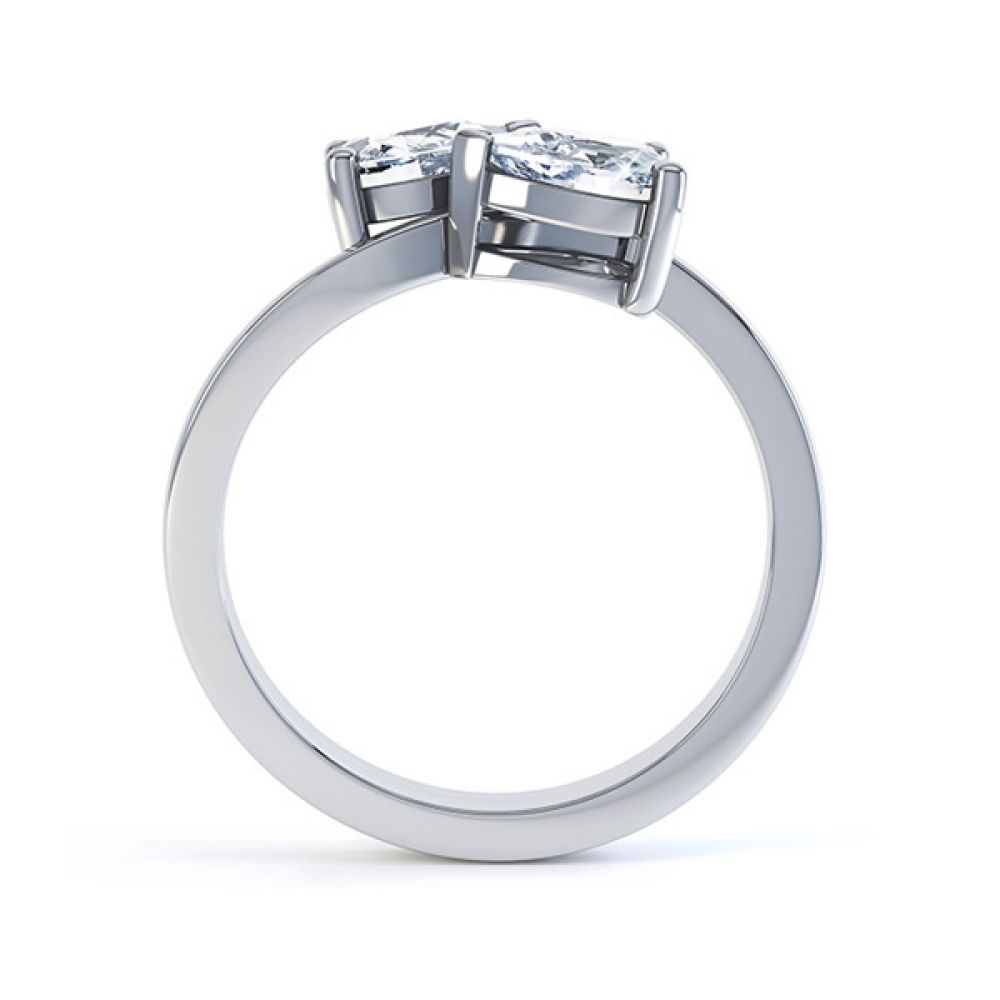 2 Stone Pear Shaped Diamond Ring - Side - Platinum