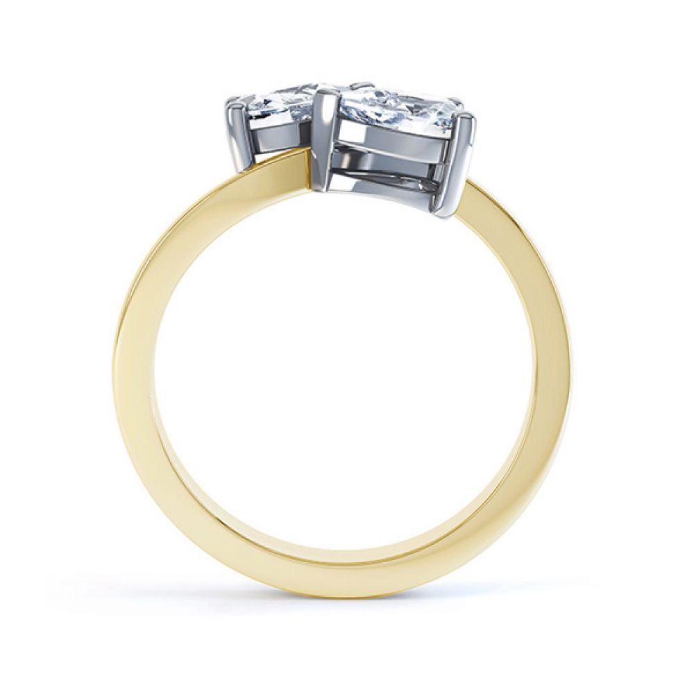 2 Stone Pear Shaped Diamond Ring - Side - Yellow Gold 2 Stone Pear Shaped Diamond Ring - Side - Yellow Gold