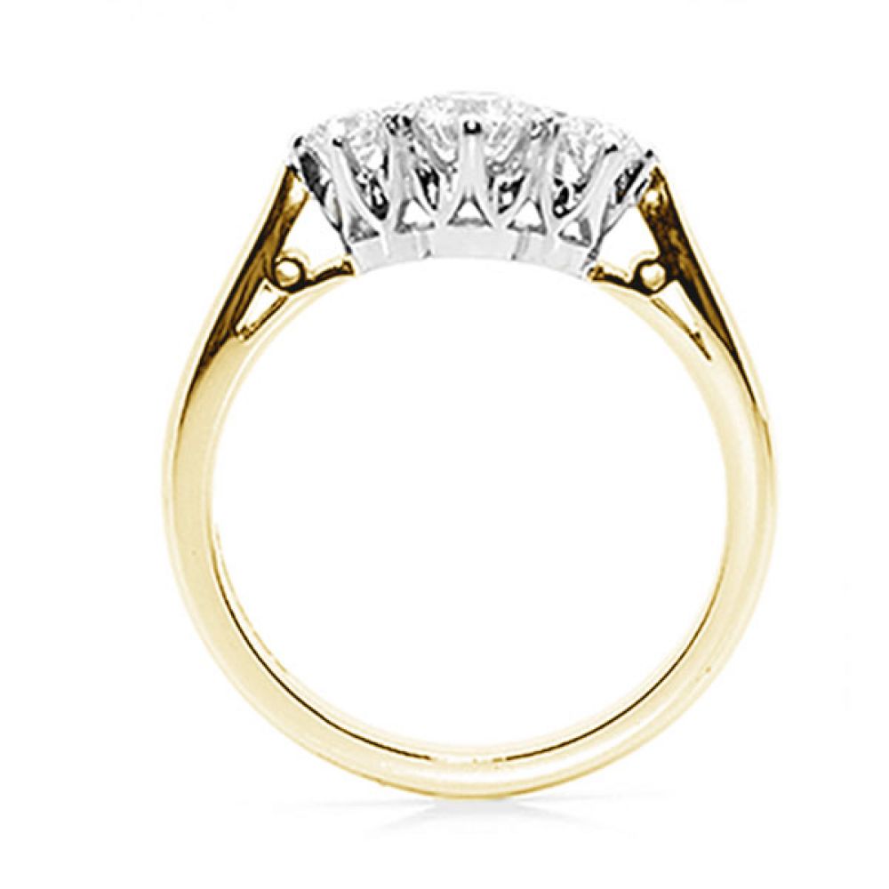 Traditional 3 Stone Graduated Diamond Ring-Side - Yellow