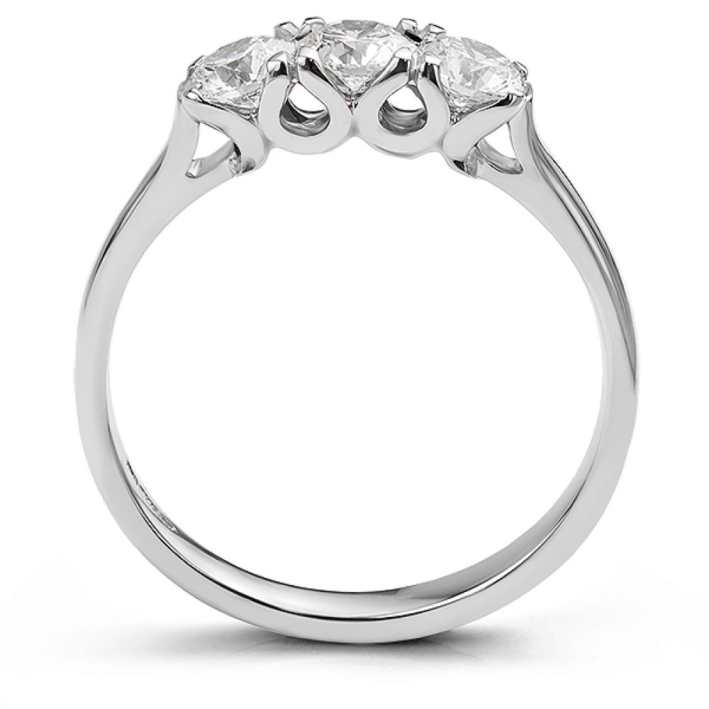 Roma 3 Stone Round Diamond Ring - Platinum