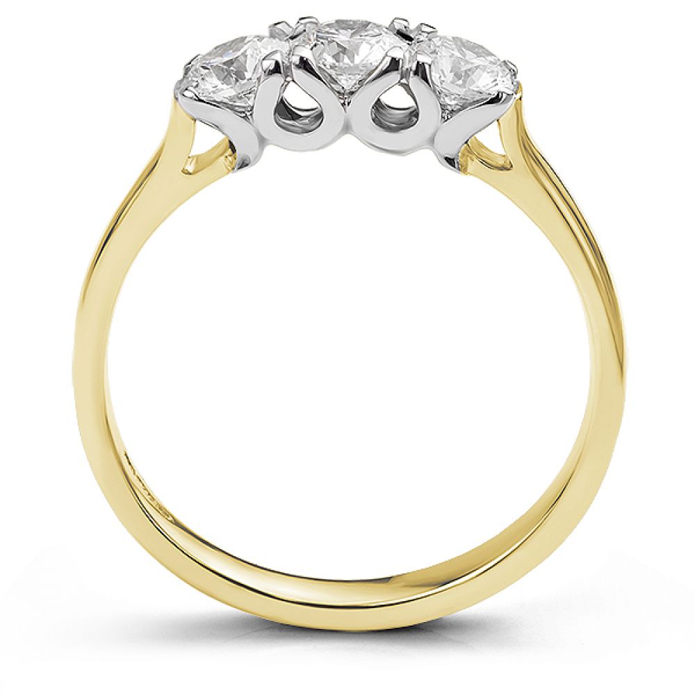 Roma 3 Stone Round Diamond Ring In Yellow Gold