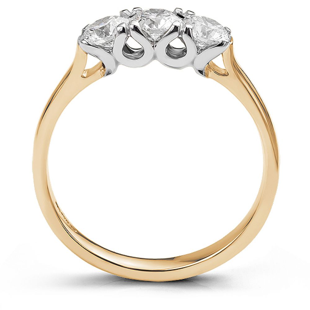 Roma 3 Stone Round Diamond Ring In Rose Gold