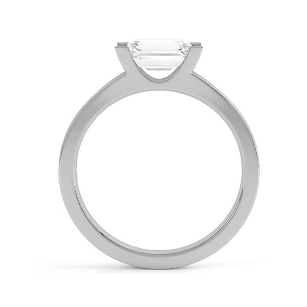 East West 4 Claw Emerald Diamond Engagement Ring - White Gold - Side East West 4 Claw Emerald Diamond Engagement Ring - White Gold - Side