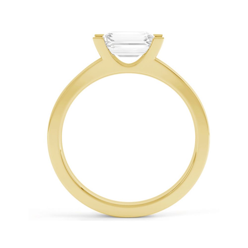 East West 4 Claw Emerald Diamond Engagement Ring - Yellow Gold - Side East West 4 Claw Emerald Diamond Engagement Ring - Yellow Gold - Side