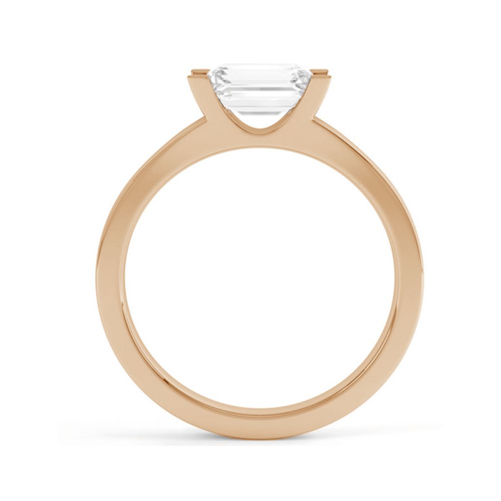 East West 4 Claw Emerald Diamond Engagement Ring - Rose Gold - Side East West 4 Claw Emerald Diamond Engagement Ring - Rose Gold - Side