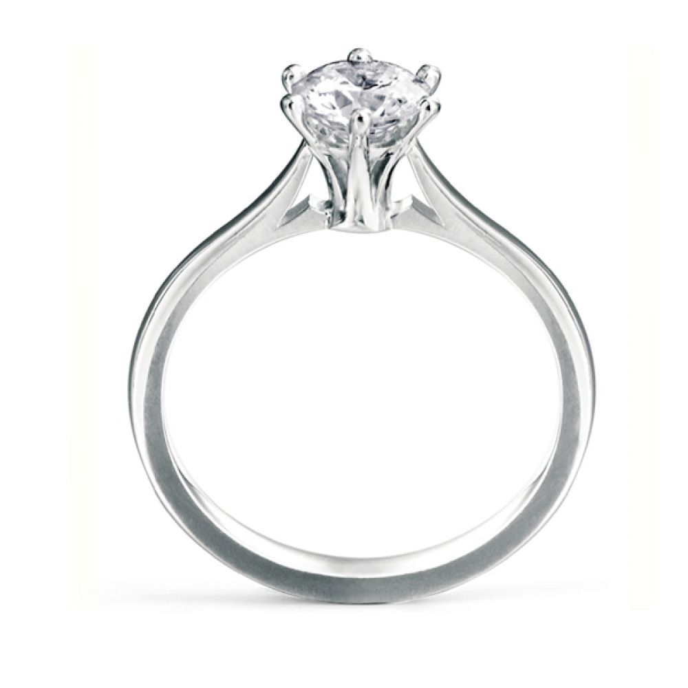 Tall Slender 6 Claw Diamond Solitaire Ring - Platinum