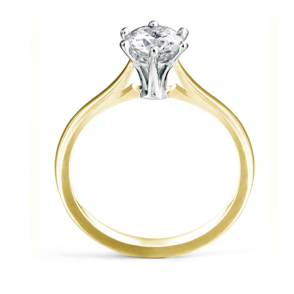 Tall Slender 6 Claw Diamond Solitaire Ring -Yellow Gold