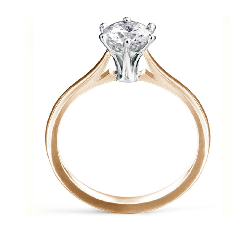 Tall Slender 6 Claw Diamond Solitaire Ring -Rose Gold