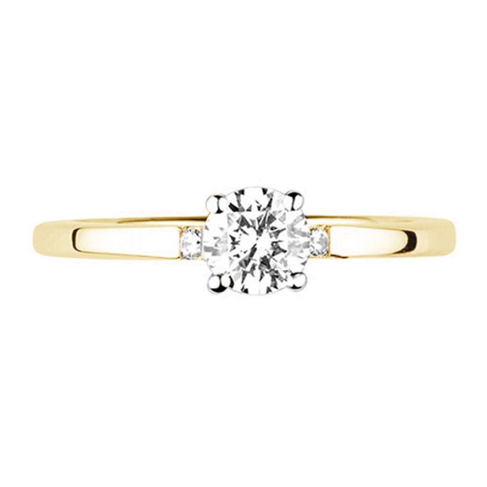 Accented Diamond Shoulder Engagement Ring - Yellow Gold