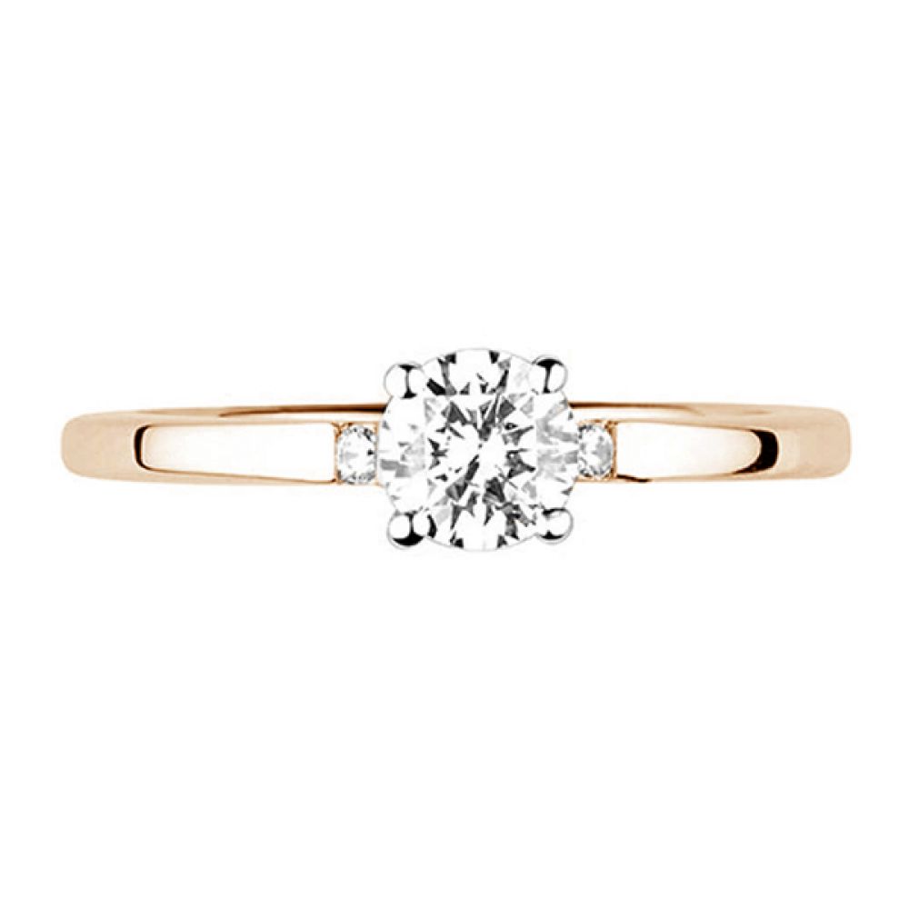 Accented Diamond Shoulder Engagement Ring - Rose Gold