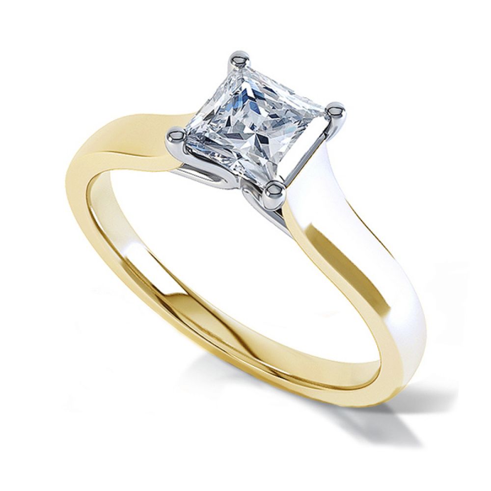 Open 4 Claw Princess Cut Solitaire Engagement Ring - White Gold Open 4 Claw Princess Cut Solitaire Engagement Ring - White Gold