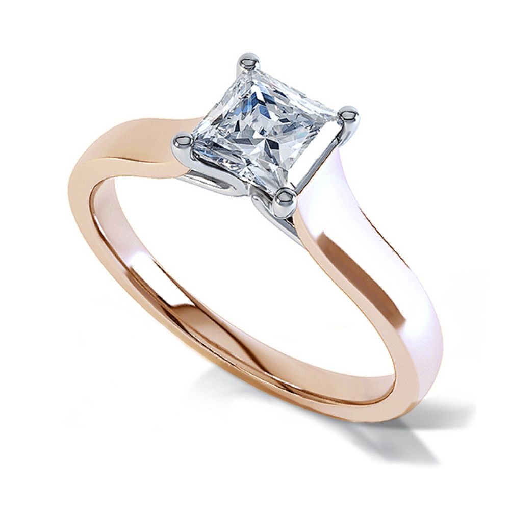 Open 4 Claw Princess Cut Solitaire Engagement Ring - White Gold Open 4 Claw Princess Cut Solitaire Engagement Ring - White Gold