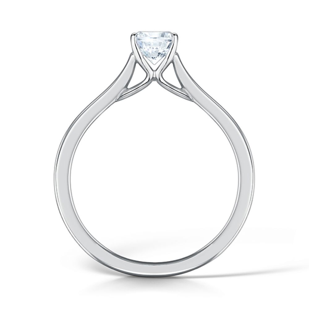 Open 4 Claw Princess Cut Solitaire Engagement Ring - White Gold Open 4 Claw Princess Cut Solitaire Engagement Ring - White Gold