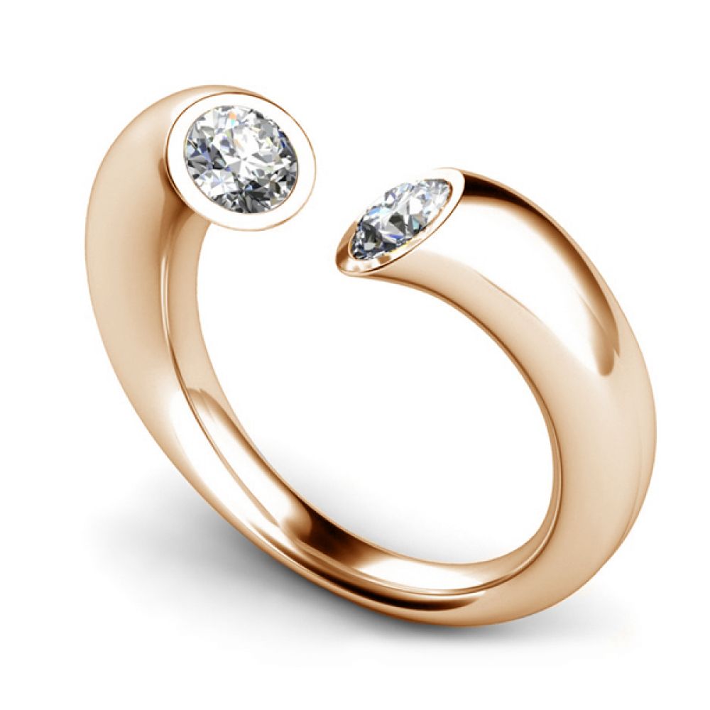 Unusual 2 Stone Rub-Over Diamond Engagement Ring Unusual 2 Stone Rub-Over Diamond Engagement Ring