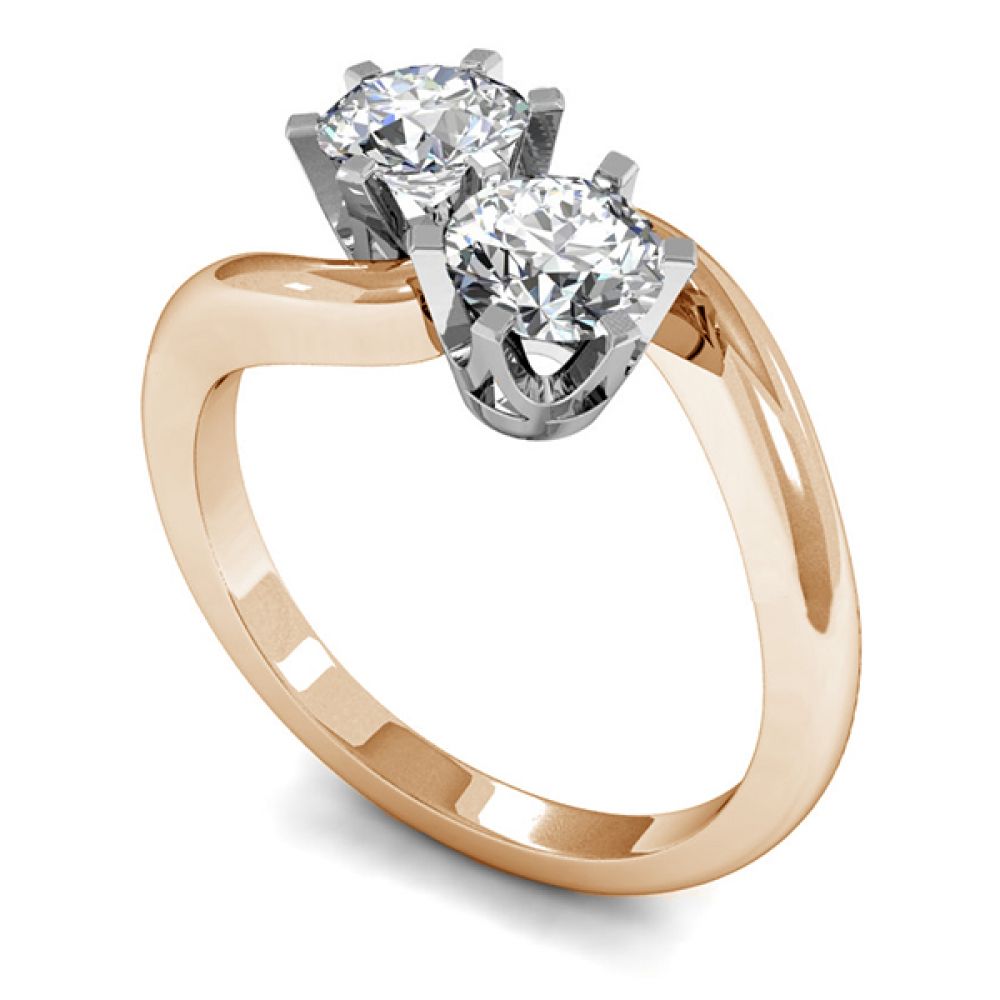 2 Stone Diamond Engagement Ring Rex Setting - Rose Gold 2 Stone Diamond Engagement Ring Rex Setting - Rose Gold